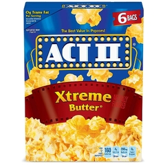 Bắp Rang Nhiều Bơ Tách Béo, Bỏng Ngô Nổ Lò Vi Sóng ACT II Extreme Butter Popcorn, Hộp 468g (6 Túi x 78g)
