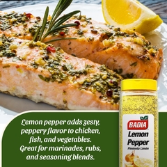 Muối Tiêu Chanh, Tỏi, Hành Tây & Nghệ Lemon Pepper Badia, Chai 184.3g (6.5 Oz.)