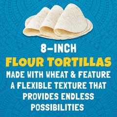 Vỏ Bánh Tortilla 8 inch Giảm 40% Muối Ortega 40% Less Sodium Tortillas, Gói 10 Vỏ (Gói 405g)