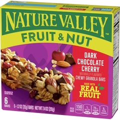 Thanh Ngũ Cốc Socola, Hạt Và Cherry Nature Valley Fruit & Nut Chewy Granola Bar, Hộp 6 Thanh x 35g