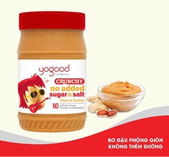 Bơ Đậu Phộng Không Đường Có Hạt Giòn Yogood No Added Sugar Crunchy Peanut Butter, Hộp 453g