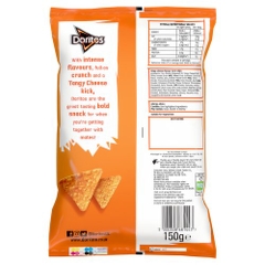 Snack Tortilla Phô Mai Doritos Tortilla Chips Tangy Cheese, Gói 150g