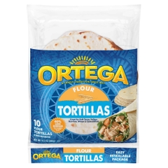 Vỏ Bánh Tortilla 8 inch Giảm 40% Muối Ortega 40% Less Sodium Tortillas, Gói 10 Vỏ (Gói 405g)