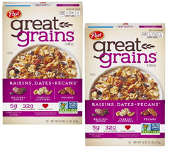 Ngũ Cốc Ăn Sáng Với Nho Khô, Chà Là & Hạt Hồ Đào Post Great Grains Raisins, Dates & Pecans Breakfast Cereal, Hộp 453g (1 Lb.) 16 Oz.