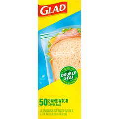 Túi Zip Đựng Thực Phẩm, Snack Double Seal (2 Khóa) GLAD (Hộp 50 Túi Size 16.8 cm x 14.9 cm)