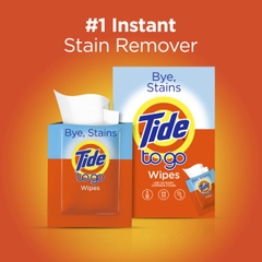Khăn Tẩy Nhanh Vết Bẩn Thức Ăn, Thức Uống Trên Áo Tide To Go Wipes, Vỉ 2 Gói (Mỗi Gói 1 Tờ 12.7 x 15.2 cm)