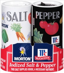Combo Muối Iod & Tiêu Đen Lọ Rắc MORTON Iodized Salt & McCormick Pepper, Shaker Set (Lọ 113gr & 35gr)