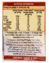 Vỏ Bánh Nguyên Cám Old El Paso Mexican Wholegrain Regular Tortillas, Gói 240g, 6 Cái