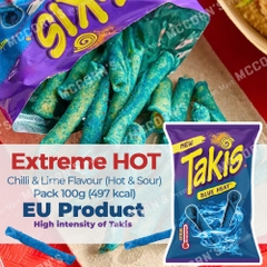 Snack Tortilla Cuộn Cay Chua Takis Blue Heat Rolled Corn Tortilla Chips, Gói 100g