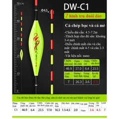 Phao Câu Đài Săn Hàng DW tăm phao lớn, siêu nhạy, chống lóa mắt, mỏi mắt cao cấp PC12