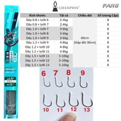 Lưỡi Câu Cá Đôi Buộc Sẵn , Thẻo Dù Câu Đài Quán Quân 12 Lõi LC6