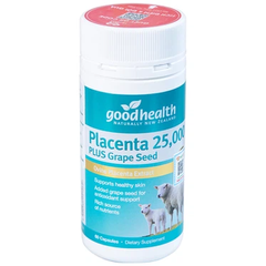 Viên uống nhau thai cừu Placenta 25000 Good Health hỗ trợ làm đẹp da, chống oxy hóa (60 viên)