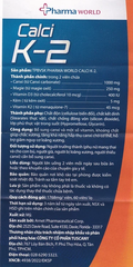 Viên uống Pharma Word CalcI K-2 bổ sung canxi, giảm nguy cơ loãng xương (60 viên)
