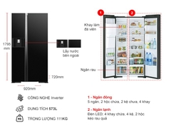 Tủ lạnh Hitachi Inverter 573 lít Side By Side R-SX800GPGV0 GBK