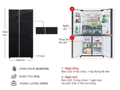 Tủ lạnh Sharp Inverter 572 Lít 4 cửa SJ-FXP640VG-BK