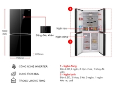 Tủ lạnh Sharp Inverter 362 lít multi door SJ-FX420VG-BK