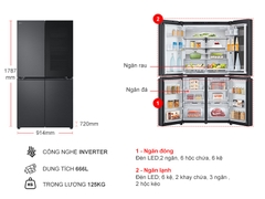 Tủ lạnh LG Inverter 666 lít Multi Door InstaView LFB66BLMI