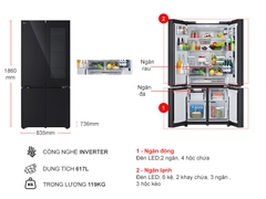 Tủ lạnh LG Inverter 617 lít Multi Door InstaView LFB61BLGAI