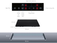 Bếp từ 3 vùng nấu lắp âm Electrolux E6203IOK