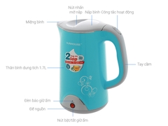 Ấm siêu tốc Inox 2 lớp Sunhouse 1.7 lít SHD1388