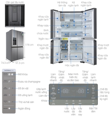 Tủ lạnh Electrolux Inverter 609 Lít EQE6879A-B