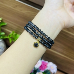 Vòng tay thạch anh tóc đen mix hồ ly bọc vàng.