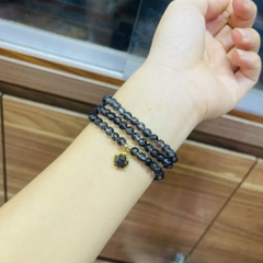 Vòng tay thạch anh tóc đen mix hồ ly bọc vàng.