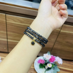 Vòng tay thạch anh tóc đen mix hồ ly bọc vàng.