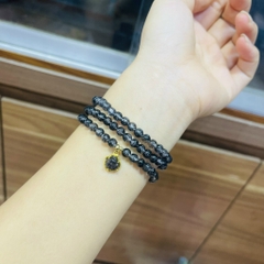 Vòng tay thạch anh tóc đen mix hồ ly bọc vàng.