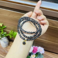 Vòng tay thạch anh tóc đen mix hồ ly bọc vàng.