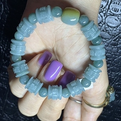 Vòng tay Lục Tự cẩm thạch jadeite A  10.6li 31gram