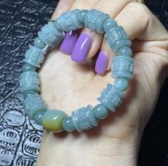 Vòng tay Lục Tự cẩm thạch jadeite A  10.6li 31gram