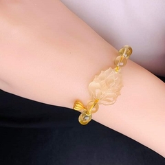 Vòng tay Hồ ly chúa và vòng thạch anh vàng mix charm sen bạc xi vàng