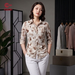 24175 - Áo Sơ Mi Thun Lưới Họa Tiết Trừu Tượng