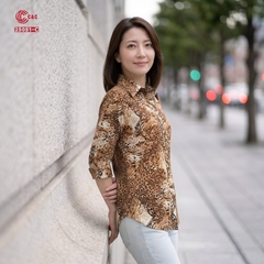 25051 - Sơ Mi Tay Lỡ Họa Tiết Da Beo Cách Điệu