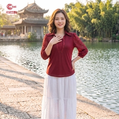 25144 - Áo Sơ Mi Phối Ren Phong Cách Thanh Lịch