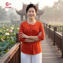 25207 - Áo Sơ Mi Tay Lỡ Cổ Phối Ren Sóng Hoa Đính Đá