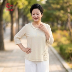 26016 - Áo Kiểu Tay Lỡ Thêu Vòng Cổ Đính Đá Pha Lê Thanh Lịch
