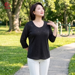 26034 - Áo Tay Lỡ Thêu Hoa Đính Đá Thủy Tinh Thân Áo Tay Áo