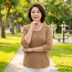 26034 - Áo Tay Lỡ Thêu Hoa Đính Đá Thủy Tinh Thân Áo Tay Áo