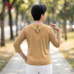 26035 - Áo Lưới Kim Tuyến Thêu Cách Điệu Hoa Văn Vương Miện Phối Đá