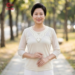 26035 - Áo Lưới Kim Tuyến Thêu Cách Điệu Hoa Văn Vương Miện Phối Đá