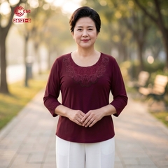 26121 - Áo Tay Lỡ Cổ Ren Thêu Hoa Cúc Đính Đá