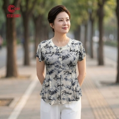 26157 - Cổ Tròn Tay Ngắn Thân Ôm Eo Xếp Ly Thả Rũ Tự Nhiên
