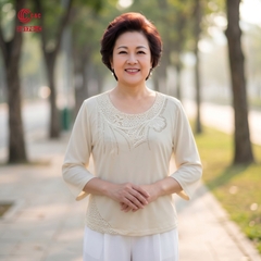26170 - Áo Tay Lỡ Cổ Ren Thêu Hoa Đính Đá