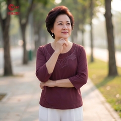 26170 - Áo Tay Lỡ Cổ Ren Thêu Hoa Đính Đá