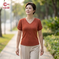 26218 - Áo Len Mịn Thêu Dây Leo Phối Đá