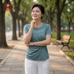 26224 - Áo Kiểu Peplum Tay Ngắn Thêu Hoa Đính Đá Ánh Sương