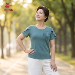 26225 - Áo Tay Cánh Hoa Thêu Hoa Phối Đá Trang Nhã