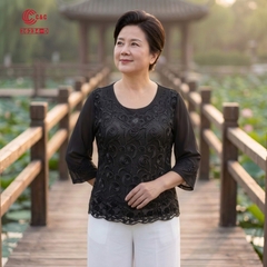 26234 - Áo Tay Lỡ Thêu Hoa Đính Đá Che Khuyết Điểm Vòng Bụng Hoàn Hảo